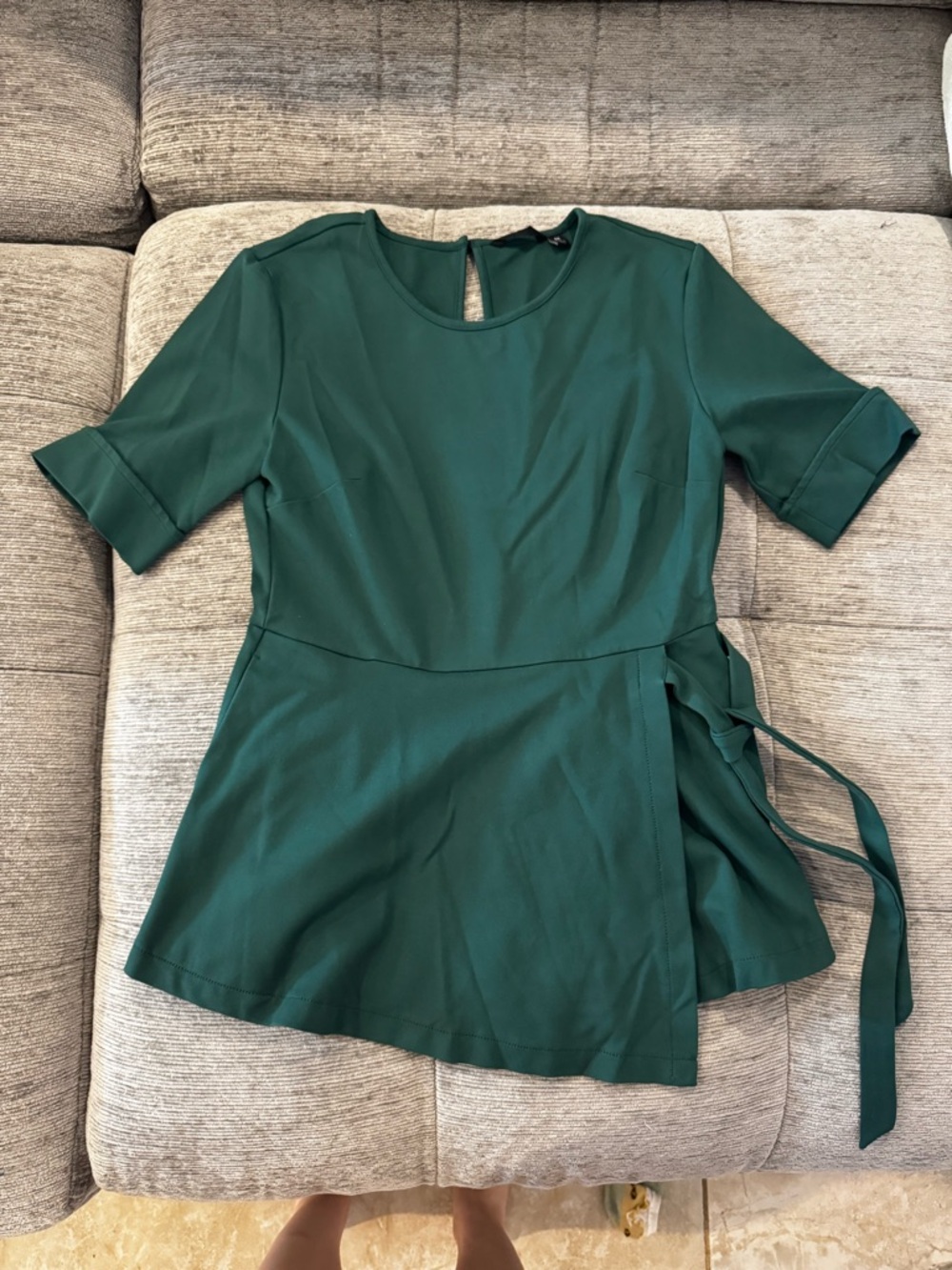 Betabrand Forest Green Wrap-Style Blouse